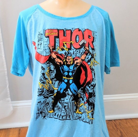 Marvel Tops - ⭐3/$25 Marvel Thor Comic Book Blue Baseball Tee XL